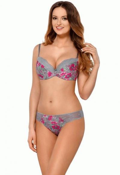 Kinga HAPPINESS I PU 551 Бюстгальтер сірий/квіти
