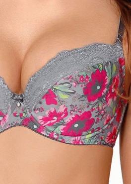 Kinga HAPPINESS I PU 551 Бюстгальтер сірий/квіти