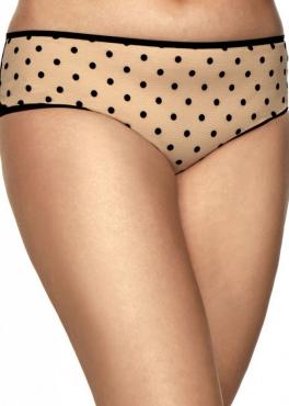 Kinga VALERIE P 615/2 Труси бразиліана з мереживом чорний/бежевий/горошок